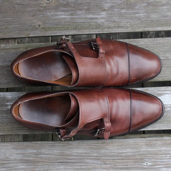 Allen Edmonds Double Monk Strap Cap Toe, Brown Leather, Men's 9 D, Made in USA - Picture 10 of 15